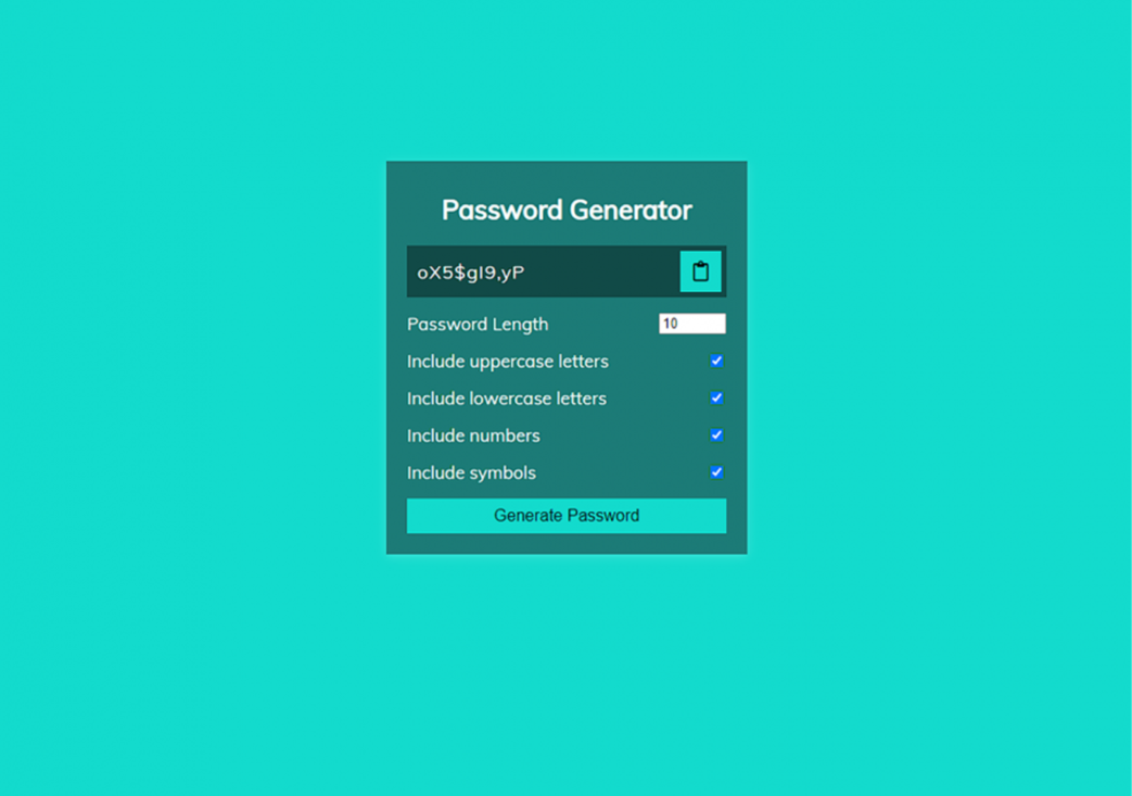 Password generator in JavaScript with source code