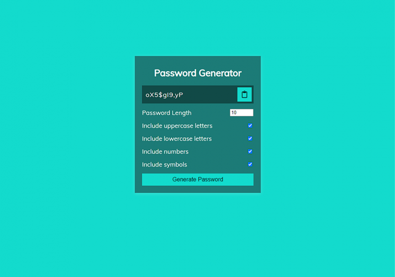 Password generator in JavaScript with source code