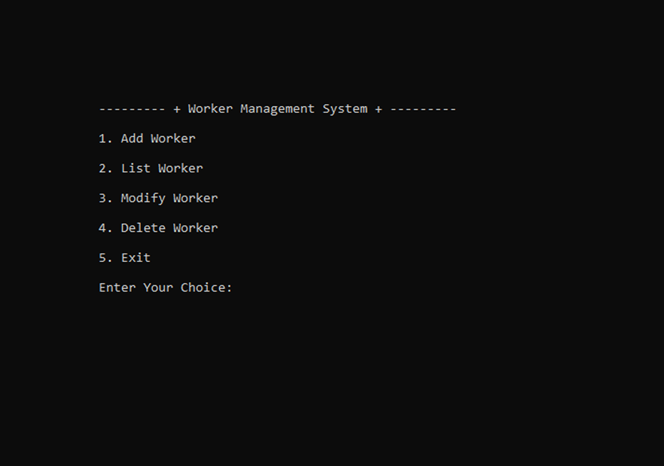 Worker management system in C with source code