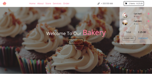 Bakery frontend site with free source code