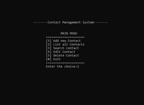Contact management system in C with source code