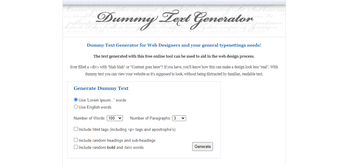 dummy text generator