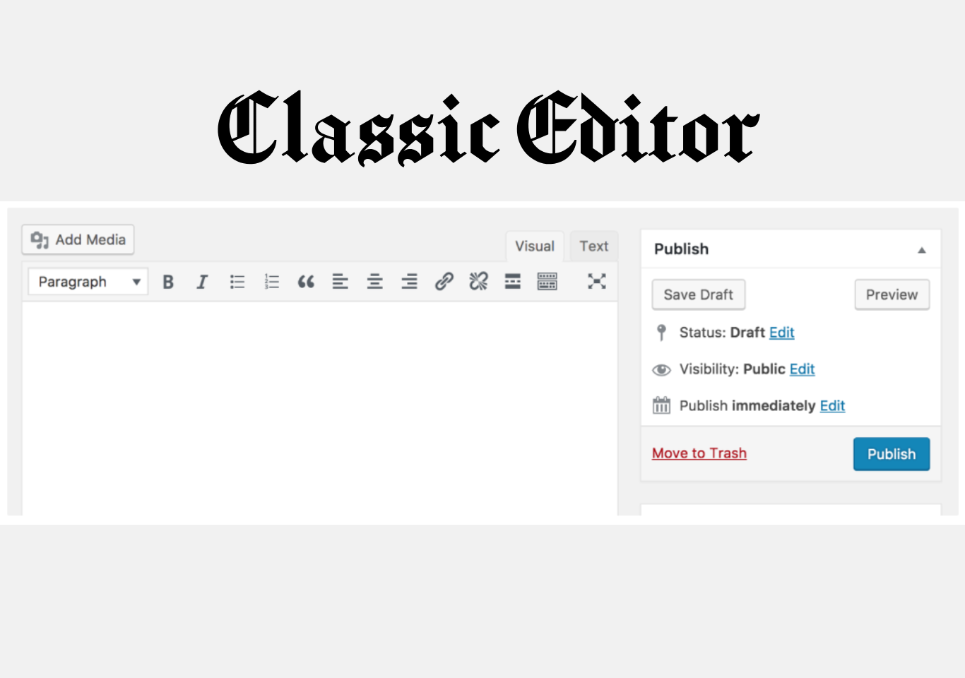 Classic editor WordPress plugin