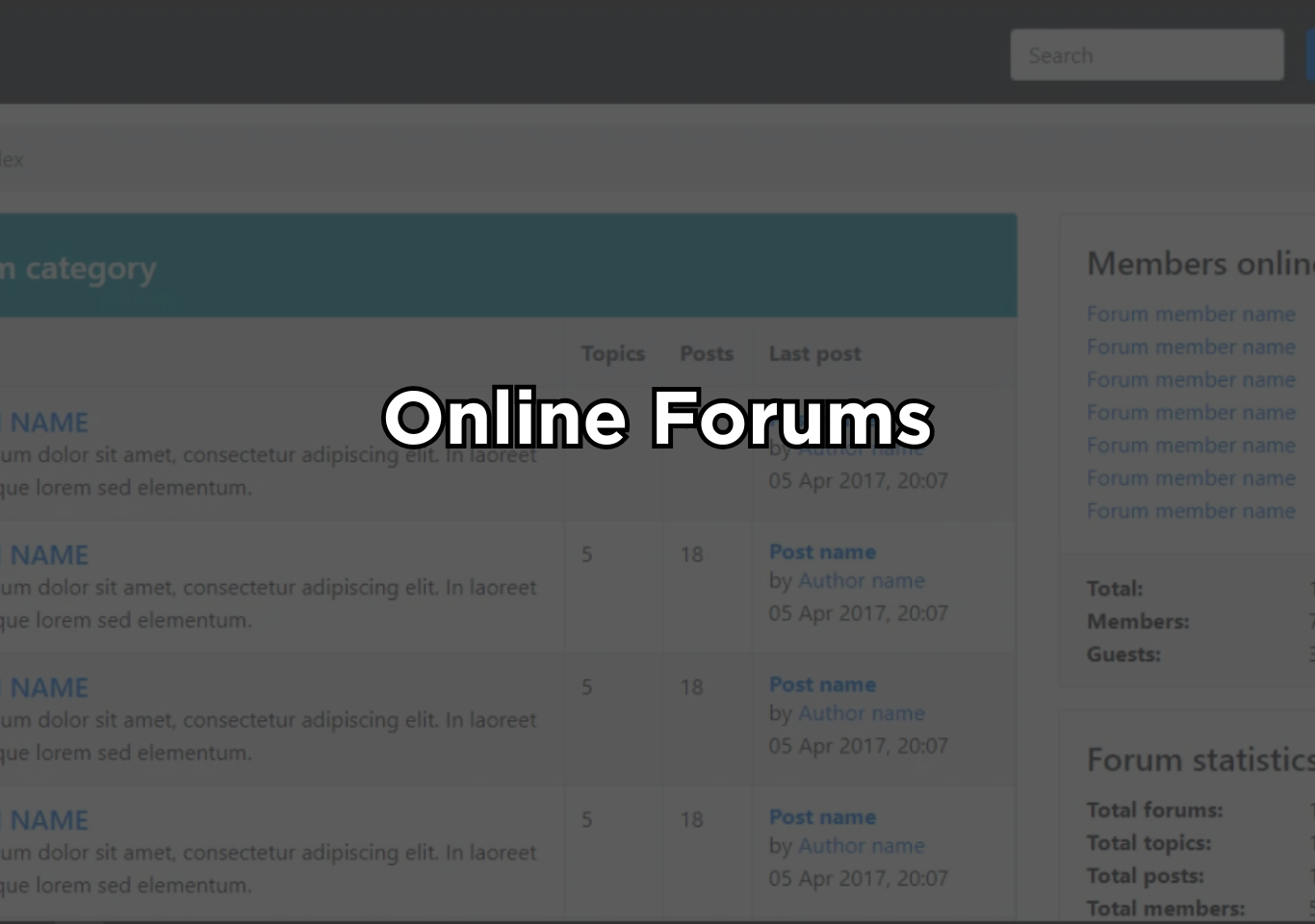 Online forums frontend site