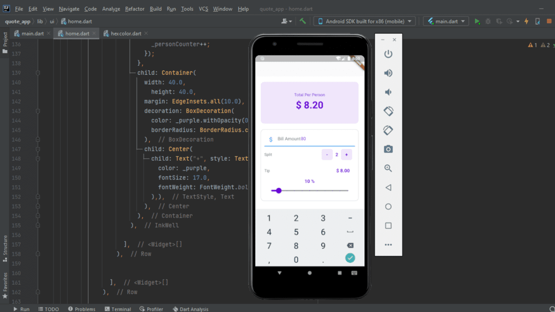Flutter utility app interface